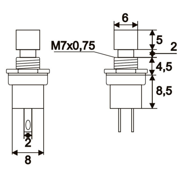 Buton 1 circuit 1,5A-250V OFF-(ON), negru ǀ 09005FK - imagine 2