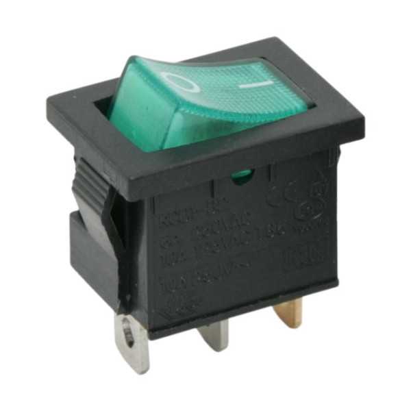 Interupator basculant 1 circuit 6A-250V OFF-ON, lumini de verde ǀ 09019ZO