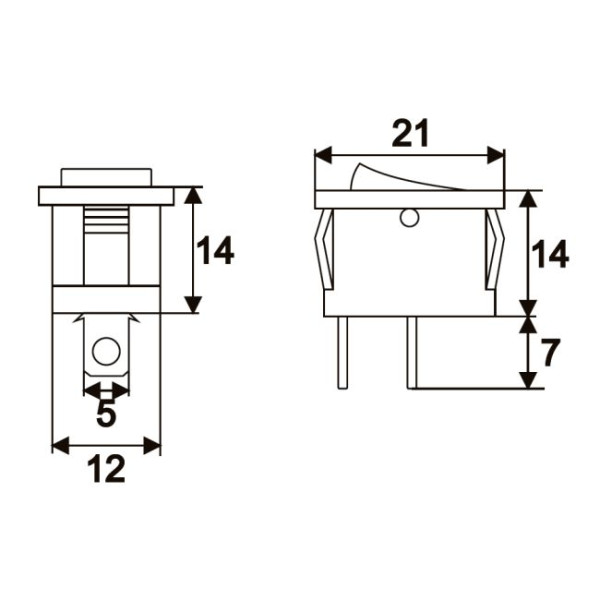 Interupator basculant 1 circuit 6A-250V OFF-ON marcaj I-O ǀ 09020 - imagine 2