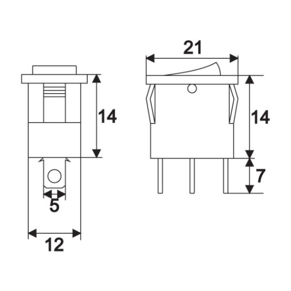 Interupator basculant 1 circuit 15A-12VDC OFF-ON, cu LED rosu ǀ 09027PI - imagine 2