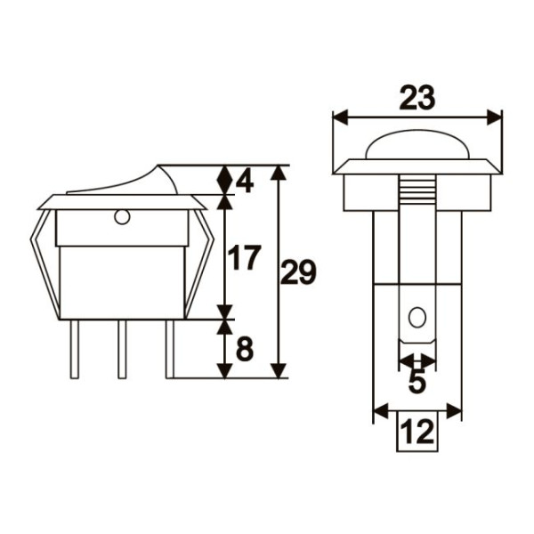 Interupator basculant 1 circuit 16A-12VDC OFF-ON, cu LED rosu ǀ 09042PI - imagine 2