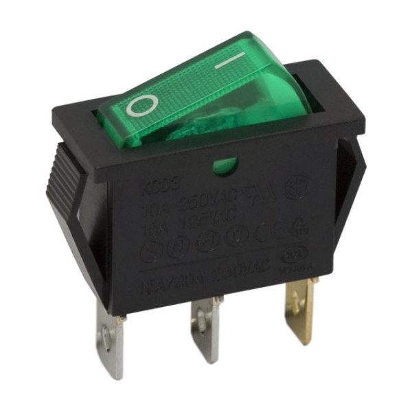 Interupator basculant 1 circuit 10A-250V OFF-ON lumini de verde ǀ 09050ZO