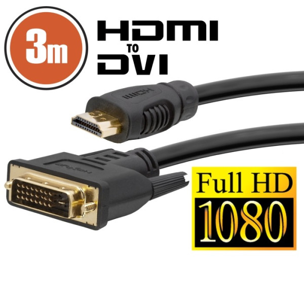 Cablu DVI-D / HDMI • 3 mcu conectoare placate cu aur ǀ 20381