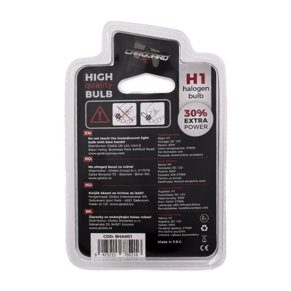 Bec halogen H1, 55W, +30% intensitate - CARGUARD ǀ BHA001 - imagine 3