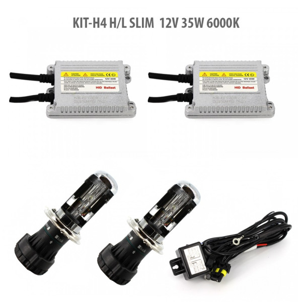 H4 H/L SLIM 12V 35W 6000K ǀ H4-KIT-S-6