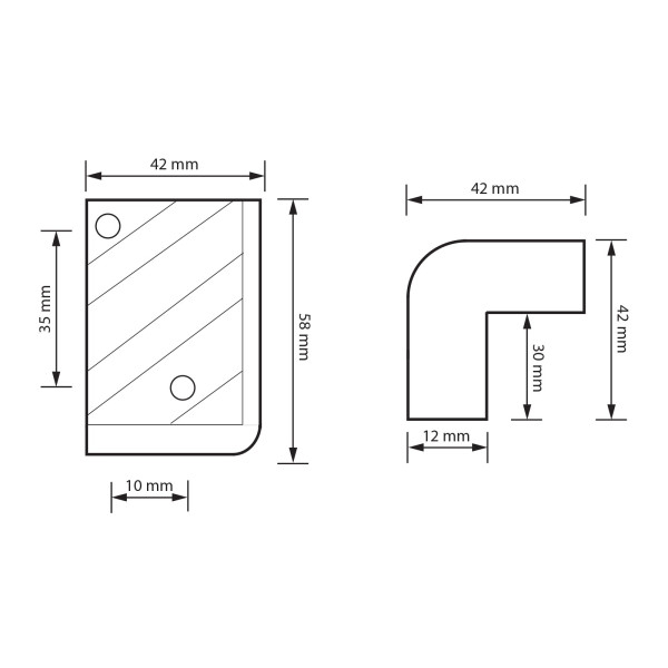 Coltar de protectie pt, incinte acustice 58 x 42 x 42 mm ǀ 39308 - imagine 2