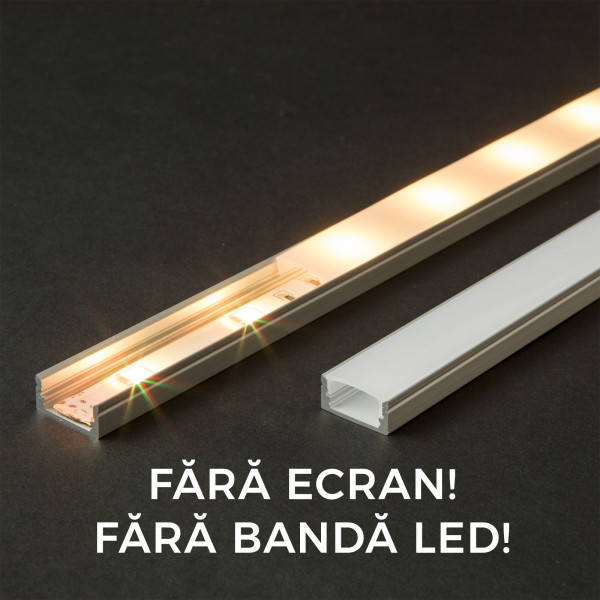 Profil U din aluminiu pt. benzi LED 1000x17x8mm ǀ 41010A1