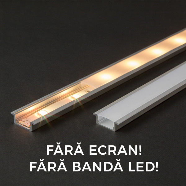 Profil din aluminiu pt. benzi LED 1000x23x8mm ǀ 41011A1