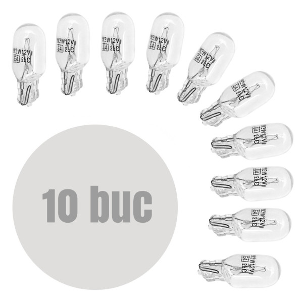 Bec de pozitie W3W - T10 12V 3W - set de 10 - CARGUARD ǀ BAA009