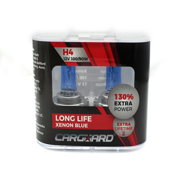 Set de 2 becuri Halogen H4, 100W +130% Intensitate - LONG LIFE - CARGUARD ǀ BHA033