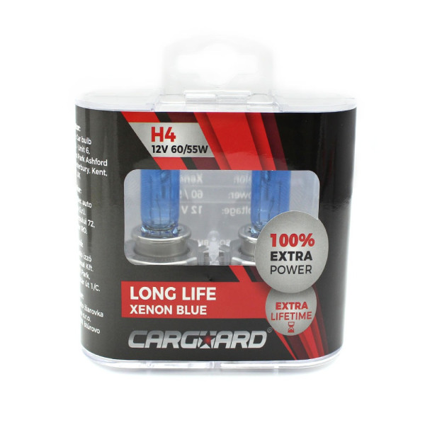 Set de 2 becuri Halogen H4 + 100% Intensitate - LONG LIFE - CARGUARD ǀ BHA023