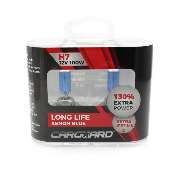 Set de 2 becuri Halogen H7, 100W +130% Intensitate - LONG LIFE - CARGUARD ǀ BHA034