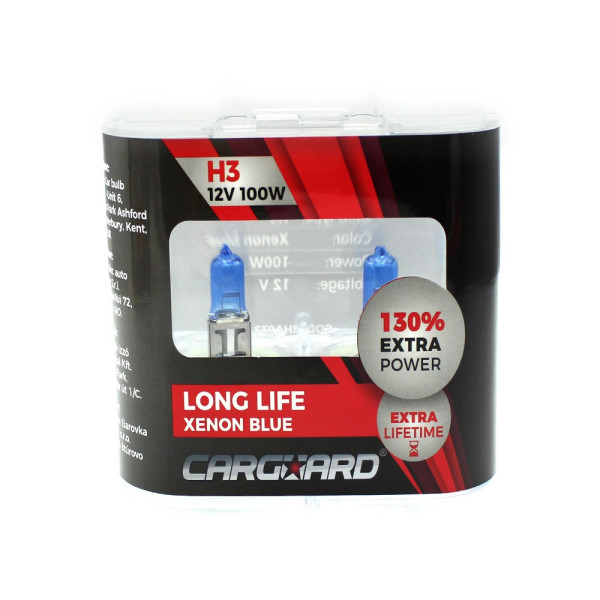 Set de 2 becuri Halogen H3, 100W +130% Intensitate - LONG LIFE - CARGUARD ǀ BHA032