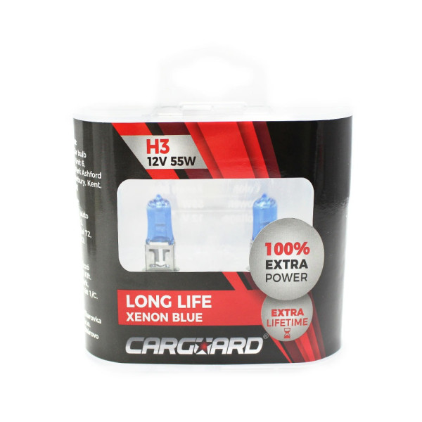 Set de 2 becuri Halogen H3 +100% Intensitate - LONG LIFE - CARGUARD ǀ BHA022