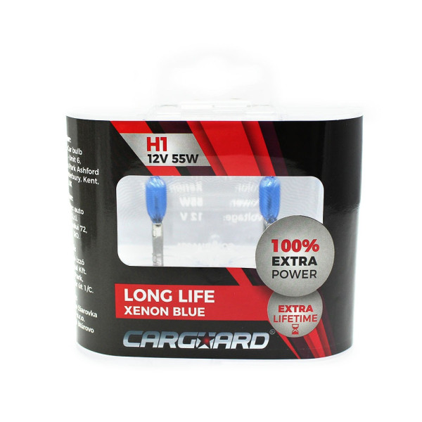 Set de 2 becuri Halogen H1 +100% Intensitate - LONG LIFE - CARGUARD ǀ BHA021