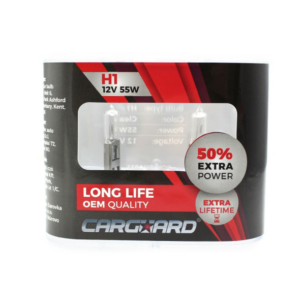 Set de 2 becuri Halogen H1, 55W, +50% Intensitate - LONG LIFE - CARGUARD ǀ BHA011 - imagine 3