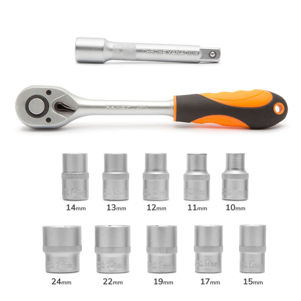 Set chei tubulare - 12 buc. - 1/2" - 10 - 24 mm ǀ 10857B - imagine 4