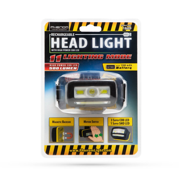 Lampa de cap COB LED, cu acumulator Li-Ion PHENOM ǀ 18609 - imagine 4