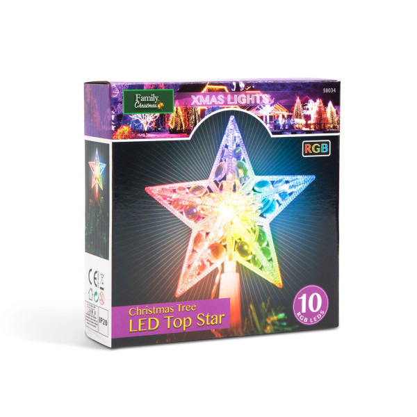 Ornament de pom de Craciun, model stea, 10 LED-15 cm, RGB, 2xAA ǀ 58034 - imagine 3