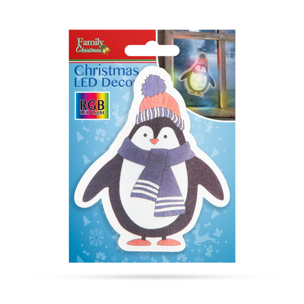 Decoratie de Craciun cu LED RGB - autocolant - model pinguin ǀ 56513B - imagine 3