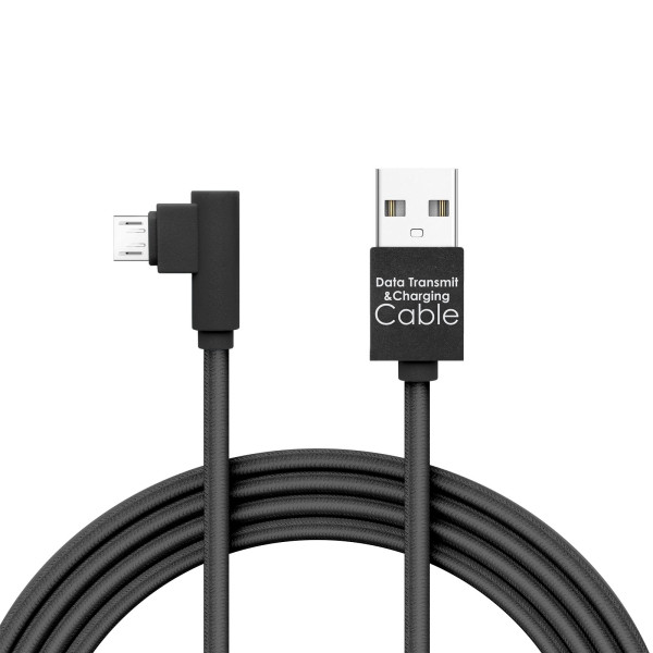 Delight - Cablu de date Micro USB, Gamer, executie 90° - negru, 2m -2A ǀ 55444M-BK