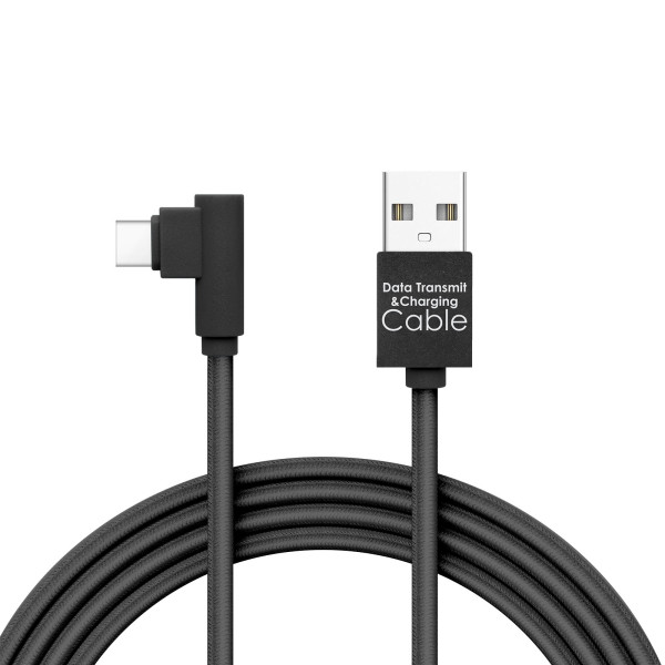 Delight - Cablu de date - USB Type C, Gamer, executie 90° - negru, 2m – 2A ǀ 55444C-BK