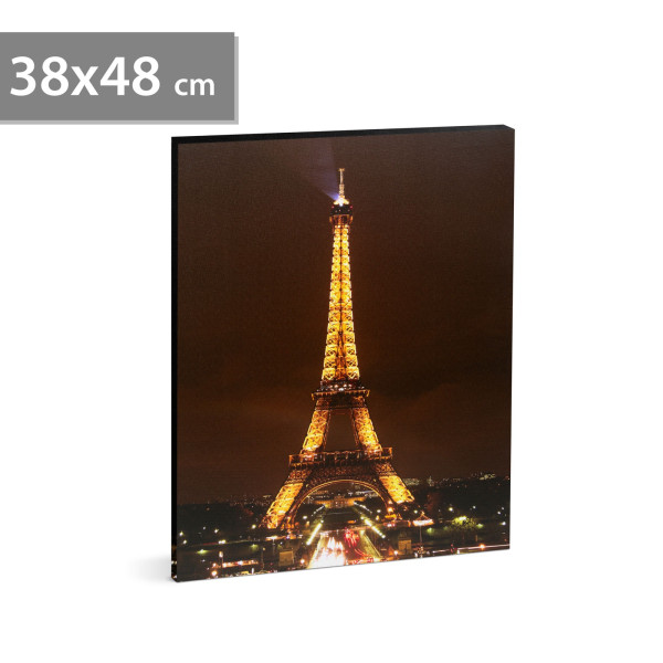 Tablou decorativ cu LED - „Turnul Eiffel” - 2 x AA, 38 x 48 cm ǀ 58485