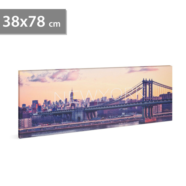 Tablou decorativ cu LED - „New York” - 2 x AA, 38 x 78 cm ǀ 58484