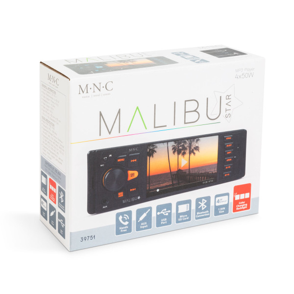 Unitate principala multimedia „Malibu Star” - 1 DIN - 4 x 50 W - BT - MP3 - AUX - SD - USB ǀ 39751 - imagine 6