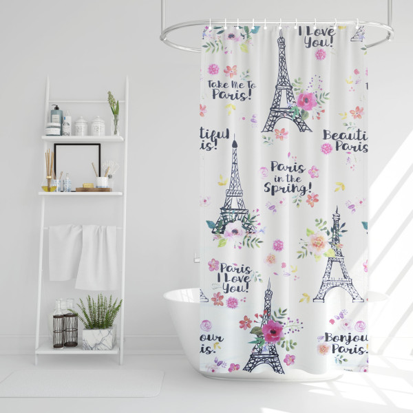 Perdea de dus - model Turnul Eiffel - 180 x 180 cm ǀ 11528D