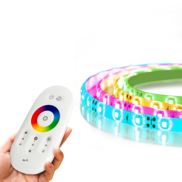 Banda LED RGB - "MagicControl" - 5 m - peste 100 de programe, telecomanda tactila - IP65 ǀ 55843