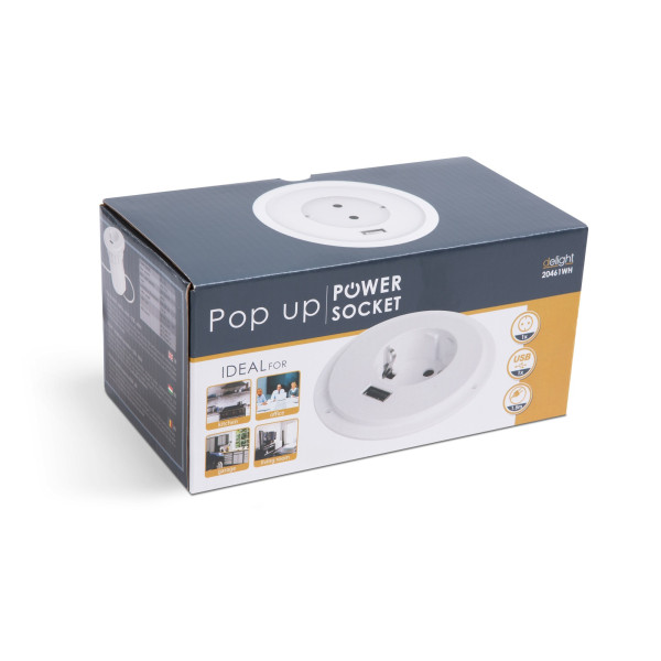 Priza pop-up - priza incorporata + USB - alba ǀ 20461WH - imagine 3