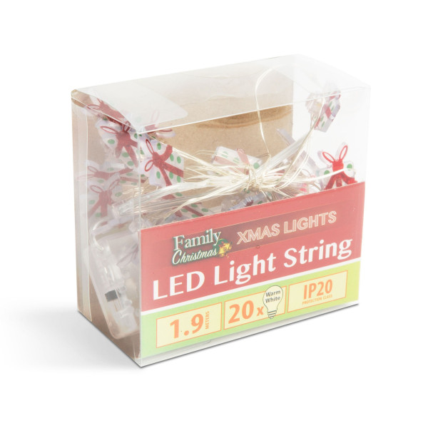 Ghirlanda cu lumini LED - forma de cadou - 2,2 metri - 20 LED - alb cald - 2 x AA ǀ 58928 - imagine 2