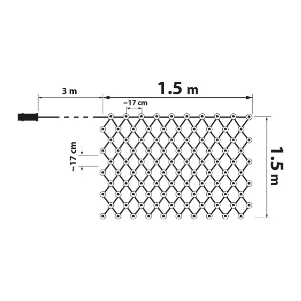 Plasa luminoasa LED - 100 LEDuri alb-cald - 1.5 x 1.5 m - 230V - cu telecomanda ǀ 58908A - imagine 4