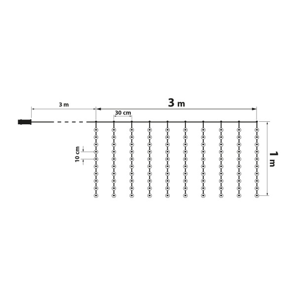 Perdea luminoasa - 100 LEDuri alb-cald - 3 x 1 m - 230V - cu telecomanda ǀ 58906A - imagine 4