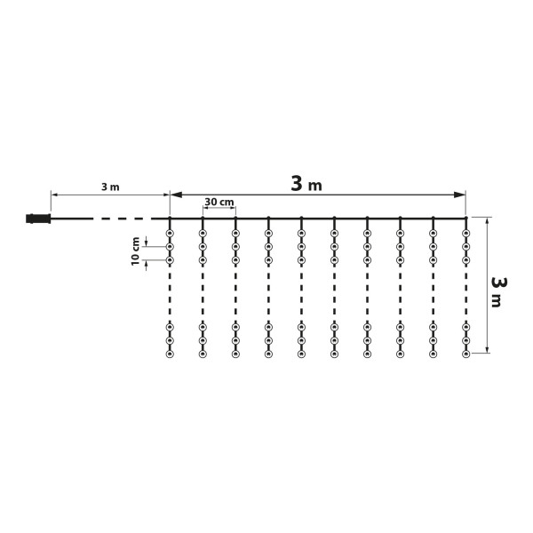 Perdea luminoasa - 300 micro LEDuri - alb rece - 3 x 3 m - 230V - cu telecomanda ǀ 58905B - imagine 3