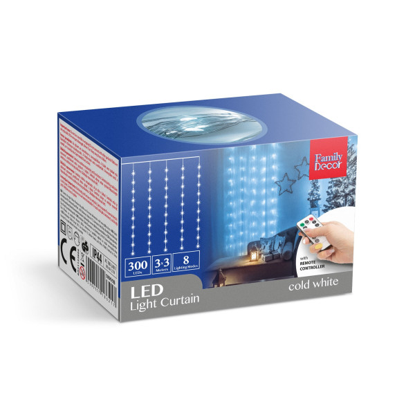 Perdea luminoasa - 300 micro LEDuri - alb rece - 3 x 3 m - 230V - cu telecomanda ǀ 58905B - imagine 4