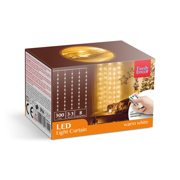 Perdea luminoasa - 300 micro LEDuri - alb rece - 3 x 3 m - 230V - cu telecomanda ǀ 58905A - imagine 4