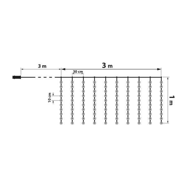 Perdea luminoasa - 100 micro-LEDuri - alb rece - 3 x 1 m - 230V - cu telecomanda ǀ 58904B - imagine 3