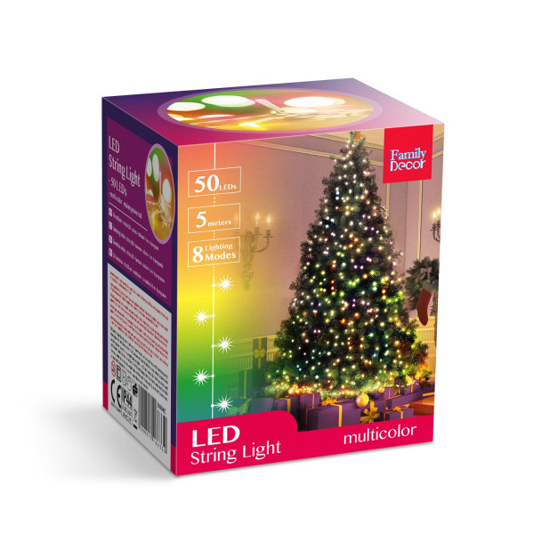 Sir luminos - 50 LEDuri colorate - alimentat de la retea - 5 m - 8 programe ǀ 58900C - imagine 6