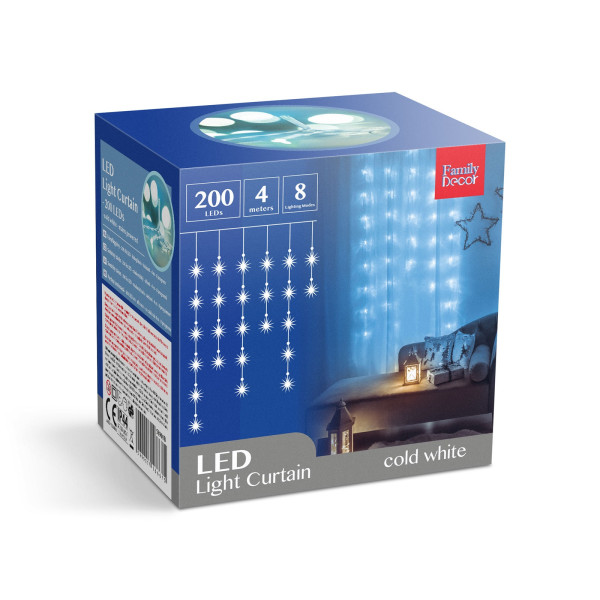 Perdea luminoasa - 200 LEDuri - alb rece - IP44 - 4,2 m - 8 programe ǀ 58901B - imagine 6