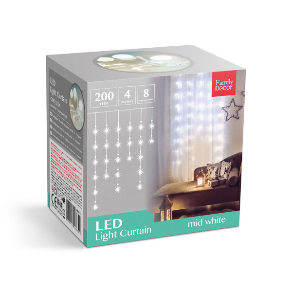 Perdea luminoasa - 200 LEDuri - alba - IP44 - 4,2 m - 8 programe ǀ 58901C - imagine 6