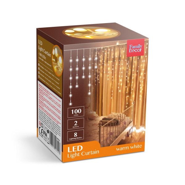 Perdea luminoasa - 100 LEDuri - alb cald - IP44 - 2,2 m - 8 programe ǀ 58902A - imagine 6