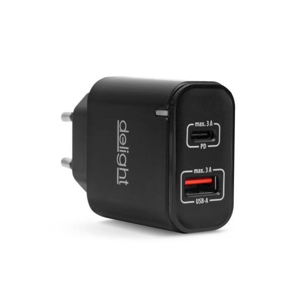 Adaptor de retea USB + Type-C PD20W cu incarcare rapida - negru ǀ 55047BK - imagine 3