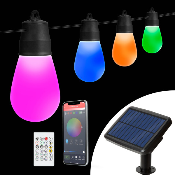 Sir lumini solare inteligente - LED RGBIC 15 buc - 6,5 m - bluetooth ǀ 11746