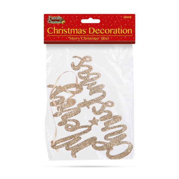 Decor de Craciun - "Merry Christmas" - 20 x 12 cm - auriu ǀ 58541A - imagine 3