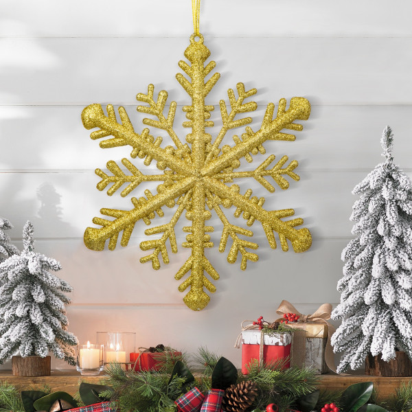 Ornament de Craciun - cristal de gheata auriu - 29 x 29 x 1 cm ǀ 58519A