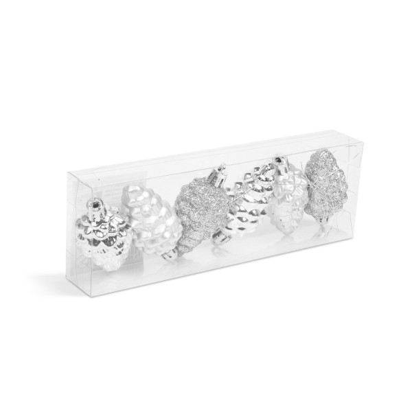 Set decor pentru brad - conuri argintii - 6 cm - 6 buc / set ǀ 58784B