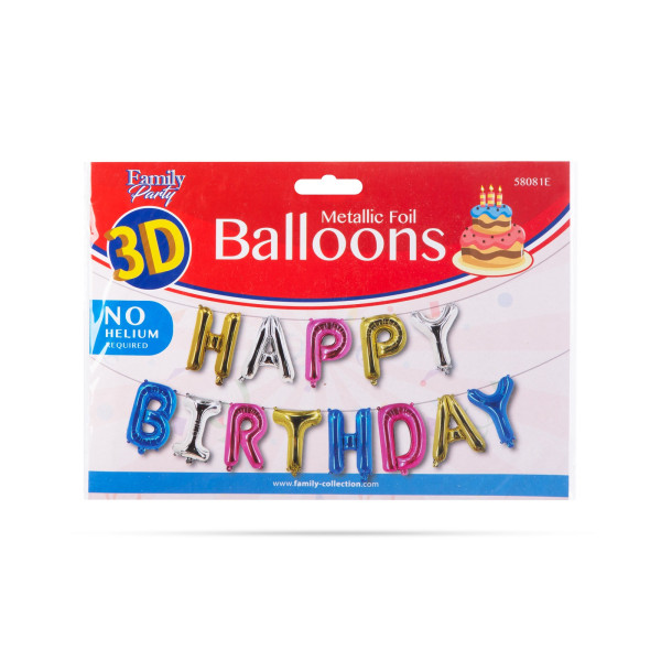 3D Balon model litere „Happy Birthday” - diferite culori - 33 cm ǀ 58081E - imagine 2