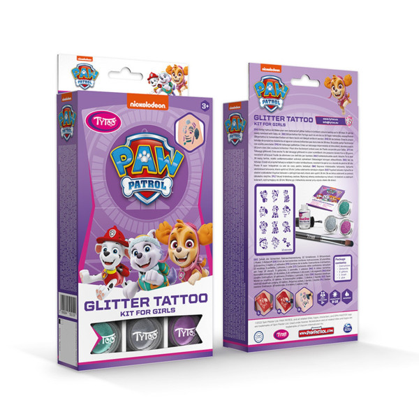 Set de tatuaje cu sclipici TyToo Paw Patrol pentru fete ǀ TY50210